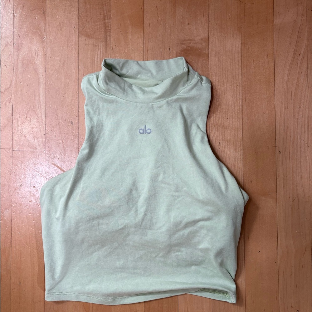 ALO Yoga Mint Green mock neck Tank Top